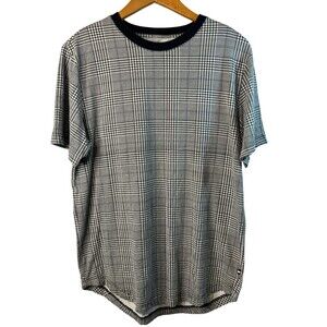 Edgar and Ash Scoop Neck Grid Pattern Short Sleeve Retro T-shirt Size Medium